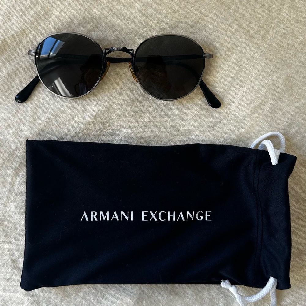 Giorgio Armani 1997 Vintage Round Unisex Sunglasses Gunmetal 652 722